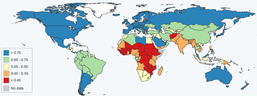 Map of the Human Development Index 2011